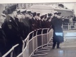 Line of police and barriers in Belfast