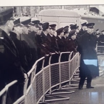 Line of police and barriers in Belfast